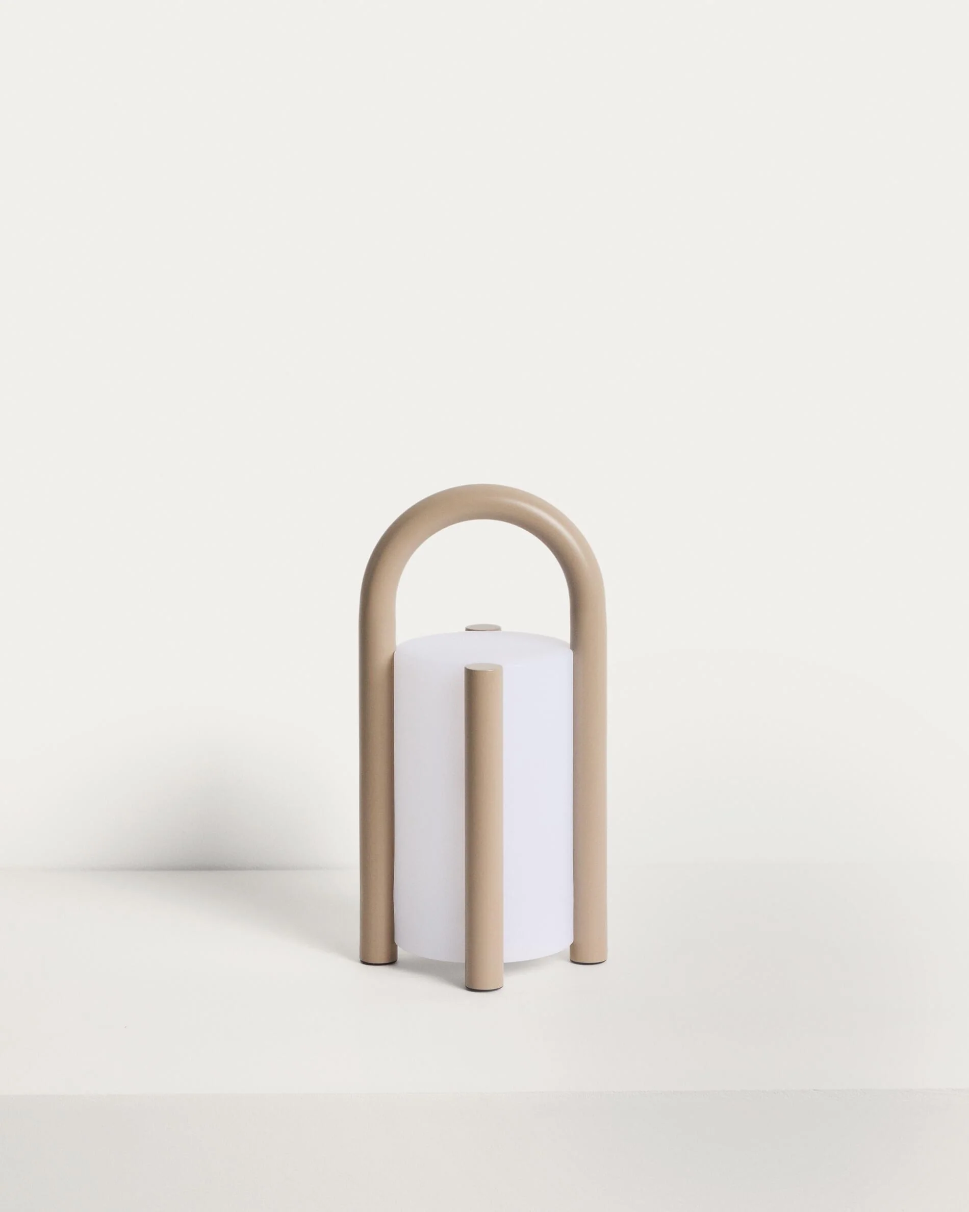 Leros small portable table lamp in taupe polyethylene and steel