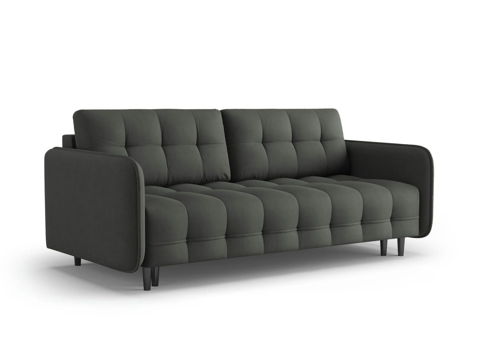 SCALETA - Canapé convertible 3 places en tissu structuré gris foncé