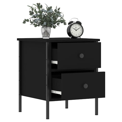NNEVL Bedside Cabinet Black 40x42x50 cm Engineered Wood
