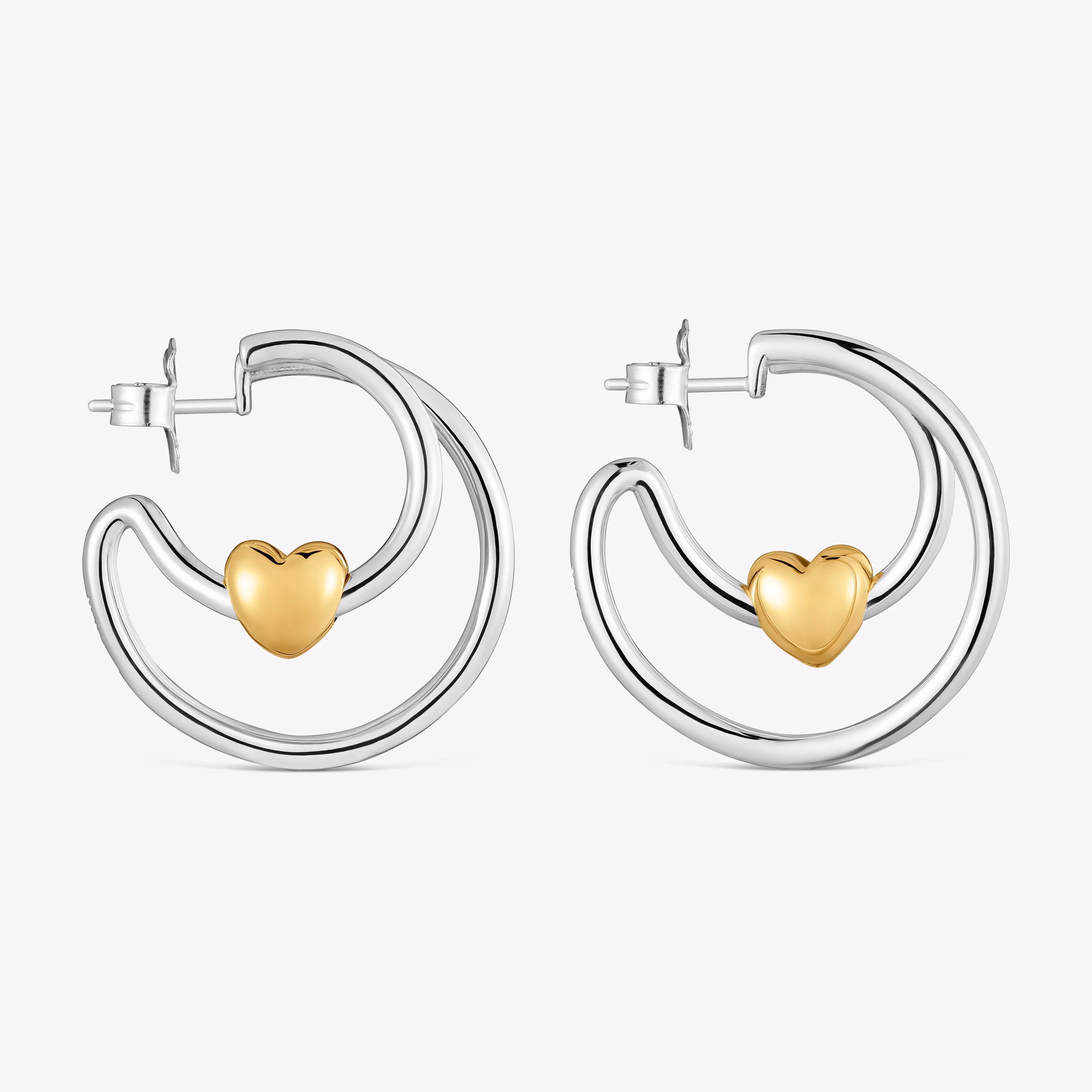 Pendientes doble aro bicolor motivo corazón TOUS Flechazo