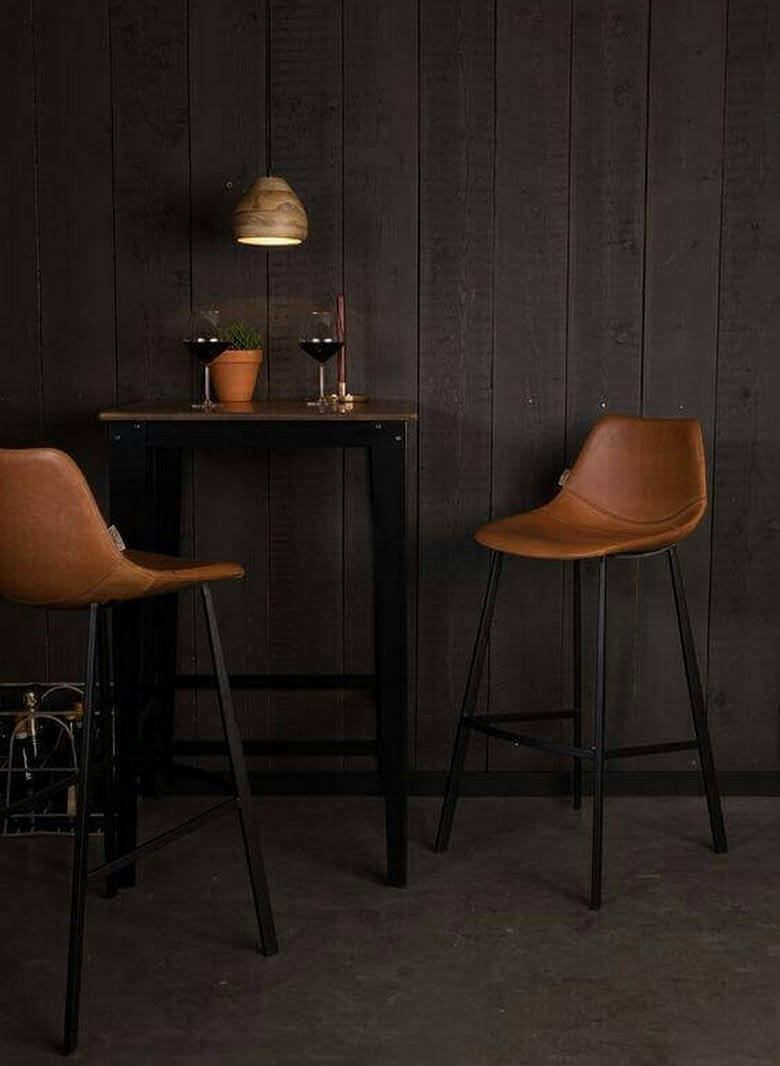 FRANKY 80 - Chaise de bar aspect cuir marron