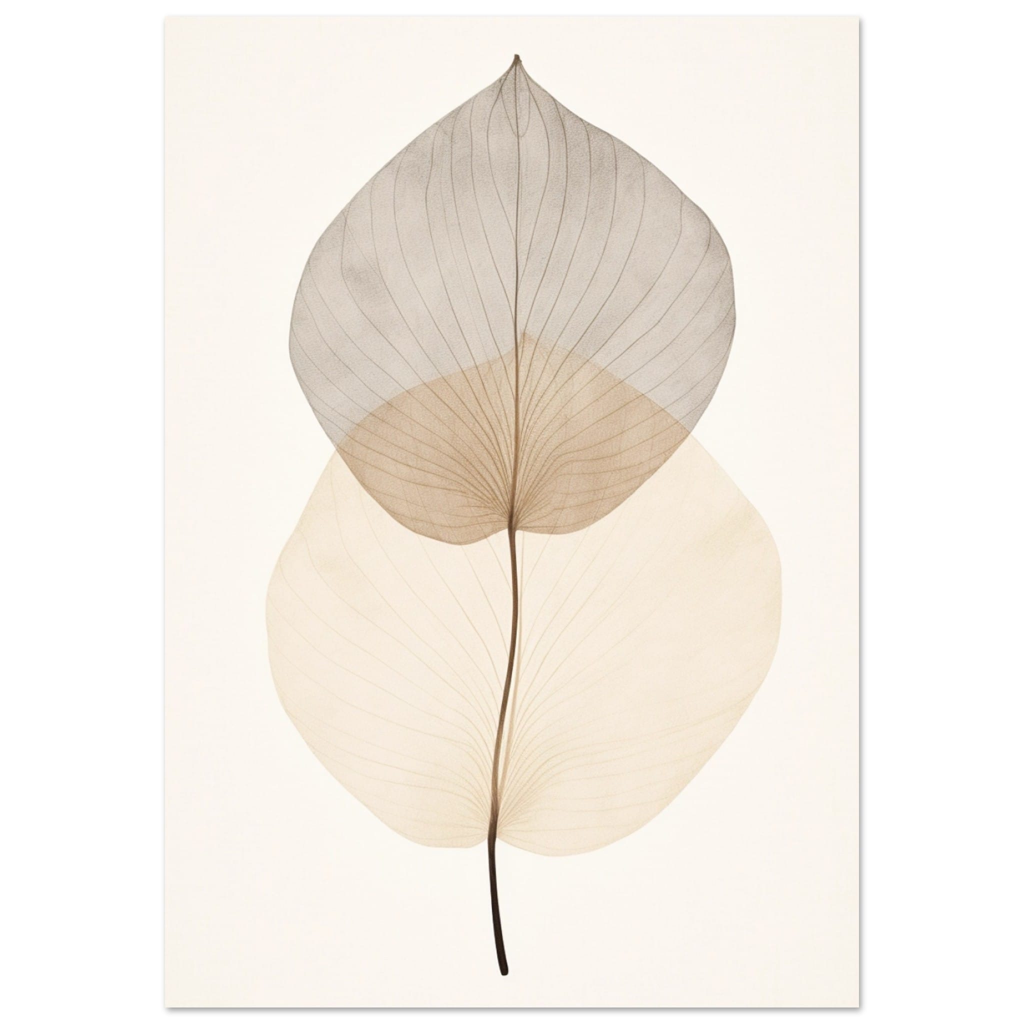 Artfulprints Poster Japandi leaf  - 70x100 cm - Taupe