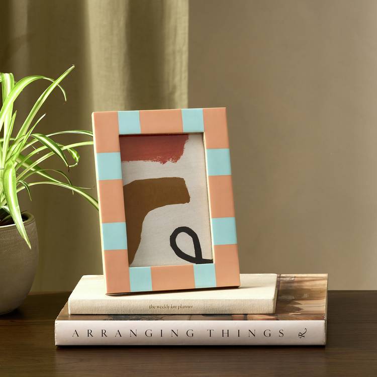 Habitat Checkered Pink & Blue Mango Wood Frame - 4x6"