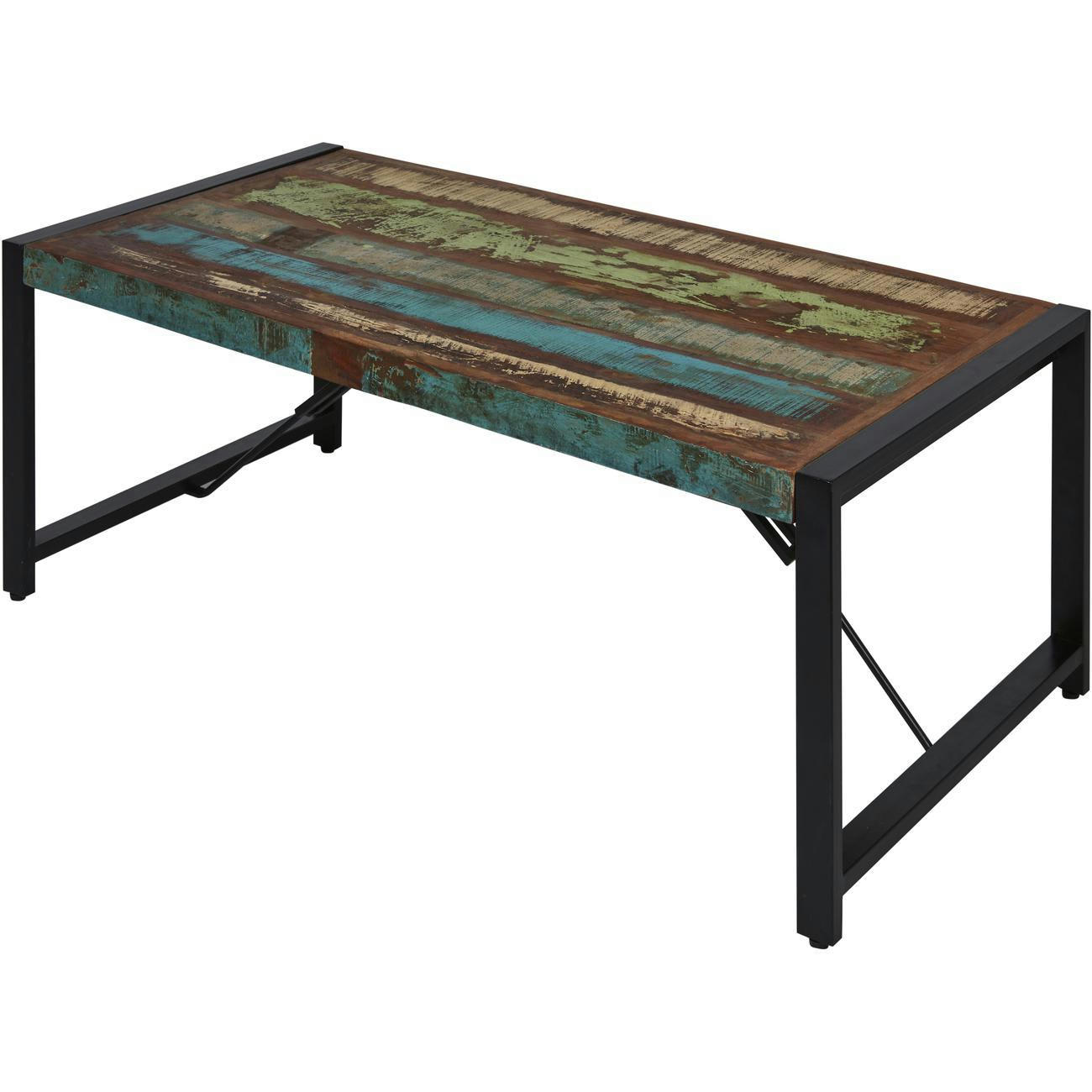 ZARAGOZA - Table basse marron plateau bois recyclé pieds métal noir