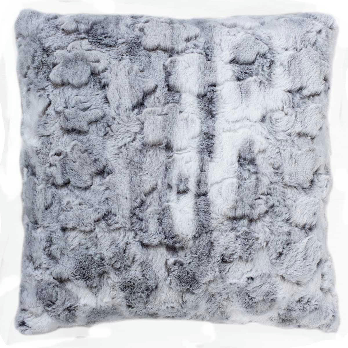 - Coussin non déhoussable en fausse fourrure gris clair 40x40 cm