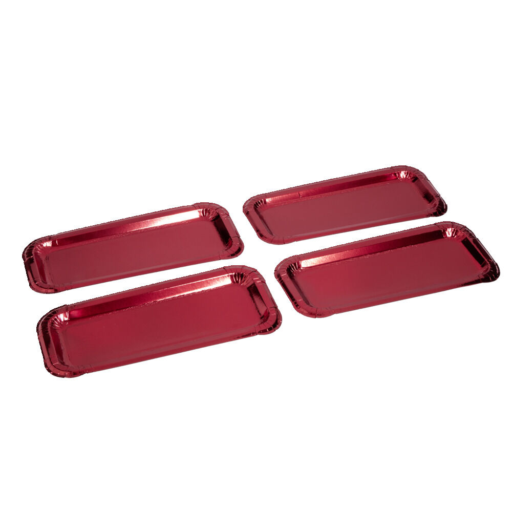 Plat à cake x4 en carton rouge 15,5x34cm