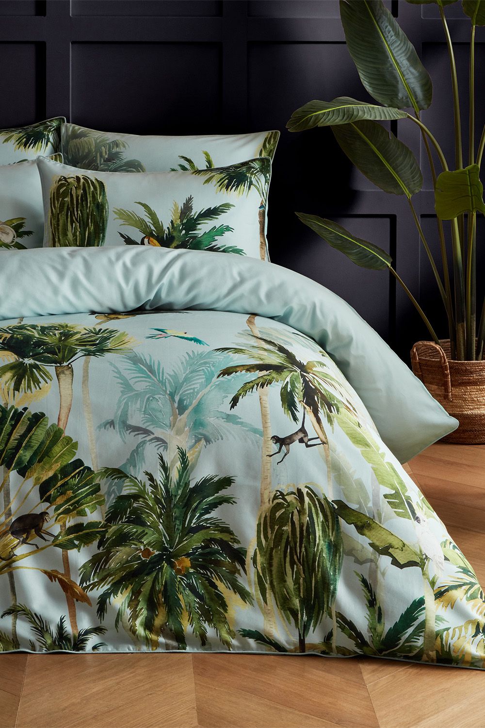 Paoletti Forsteriana Palms 100% Cotton Duvet Cover Set