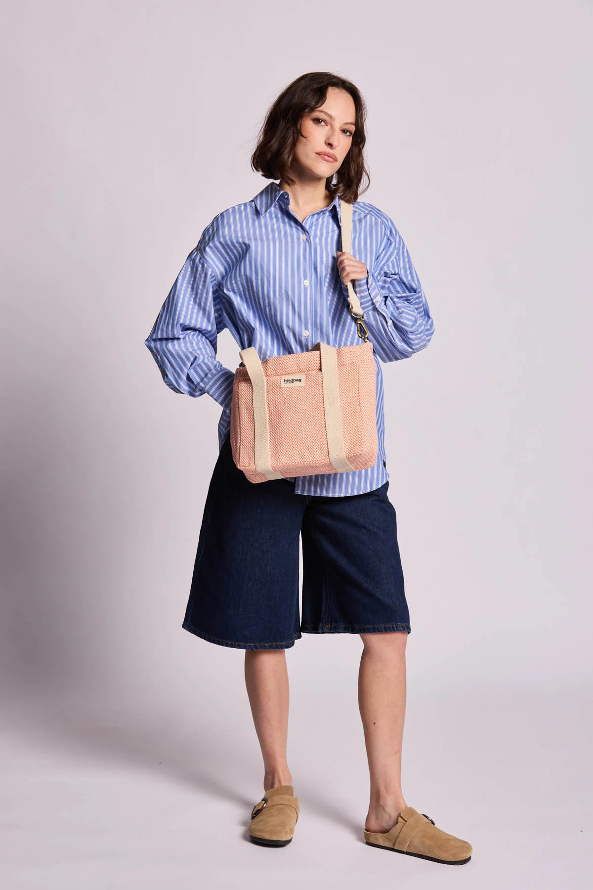 Mini cabas Louise Tressage corail