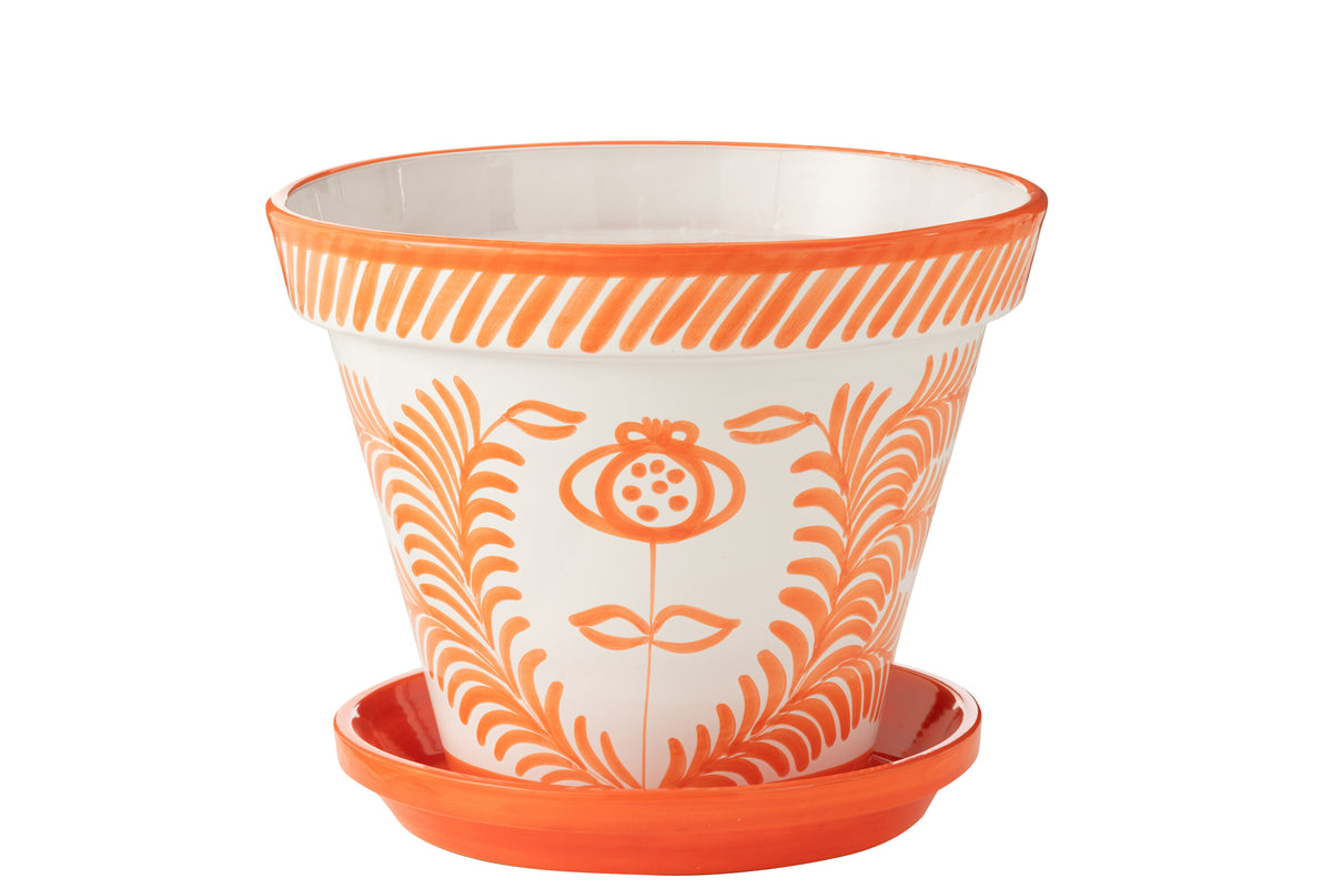J-Line bloempot Granada Handmade   Painted - keramiek - oranje - extra large - Ø 50 cm