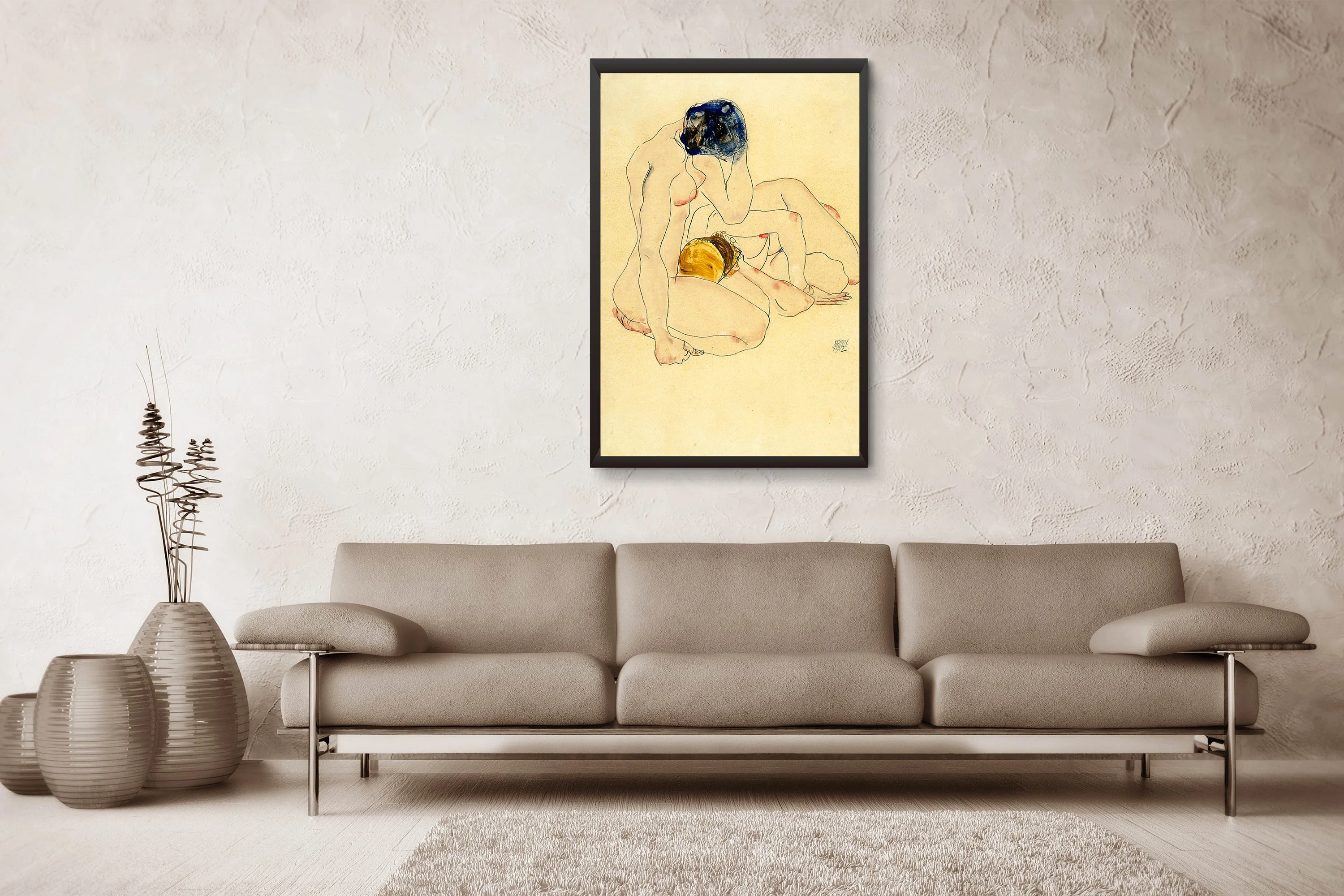 TWO FRIENDS-Egon Schiele,Home office Decor,Housewarming Gift,Expressionism,Vintage masterpiece Artwork,giclee print in various sizes