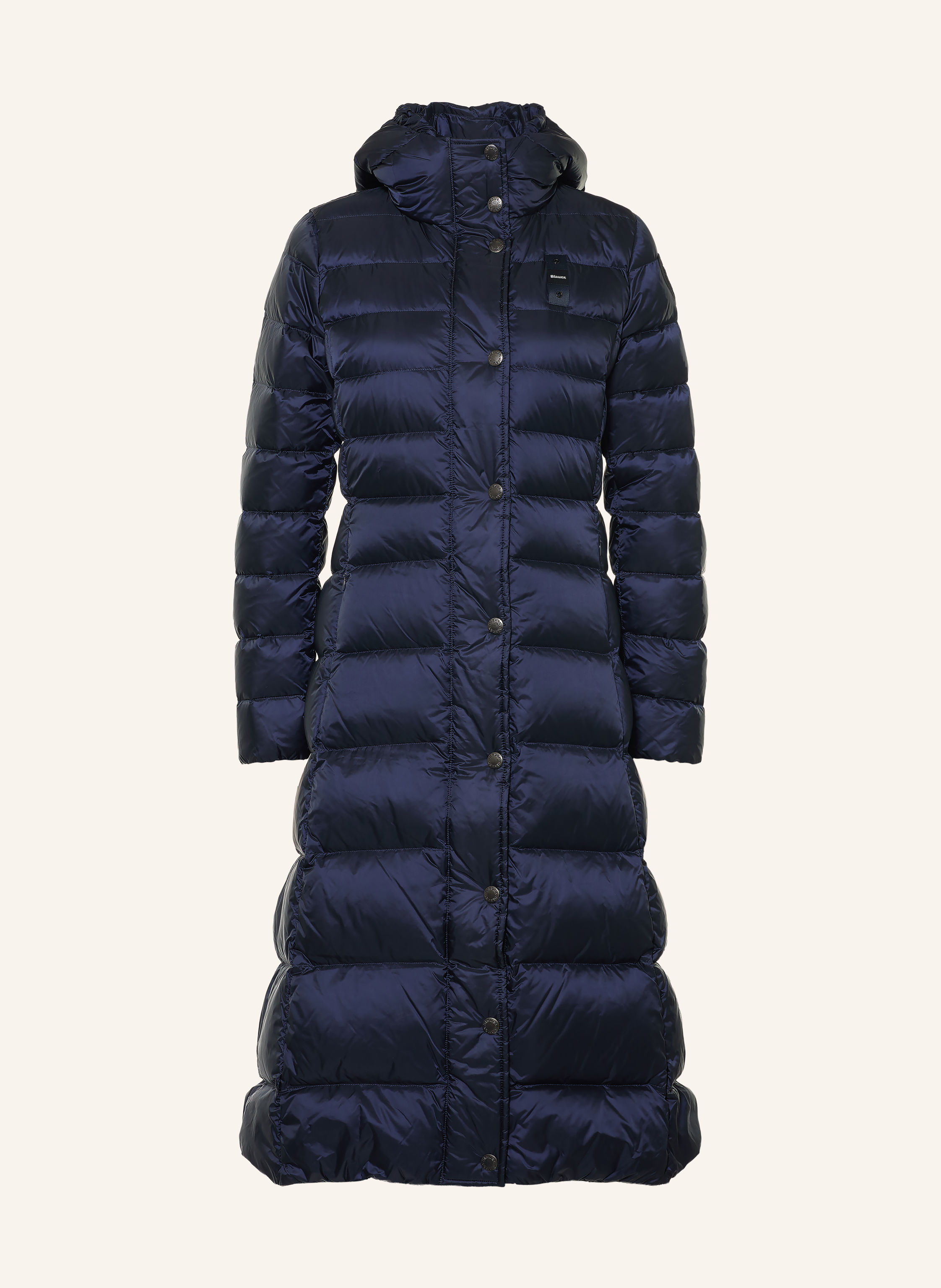 Blauer Daunenmantel