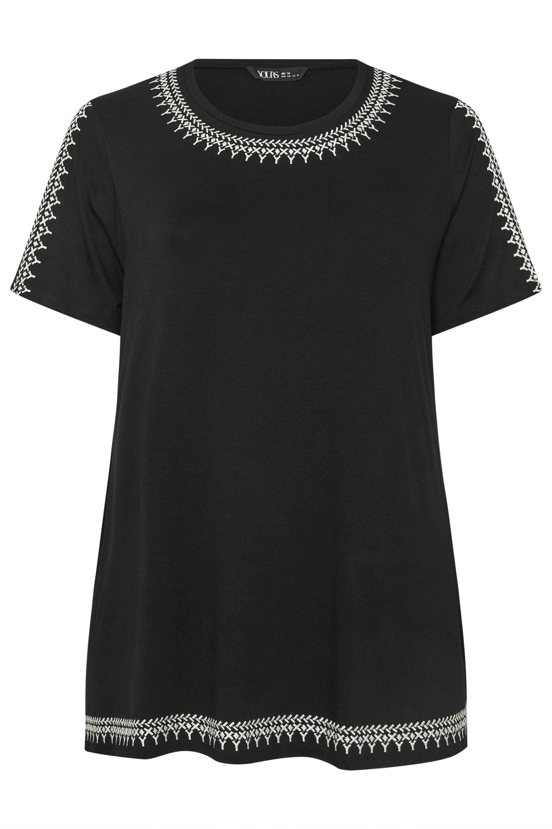 Yours Short Sleeve Embroidered Top