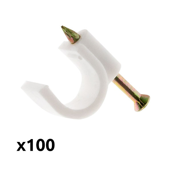 Lot de 100 crochets de fixation diamètre 7mm - Blanc - Zenitech