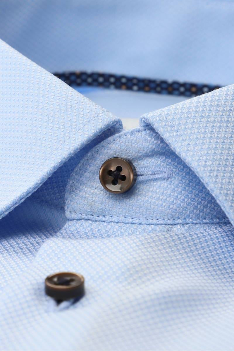 ETERNA Slim Fit Hemd blau, Strukturiert (extra langer Arm)