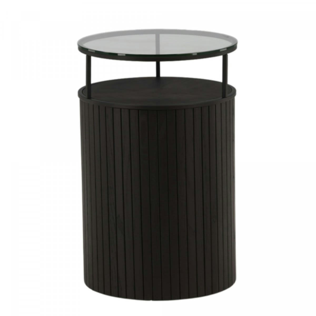 PALVA - Table d'appoint moderne en bois plateau verre