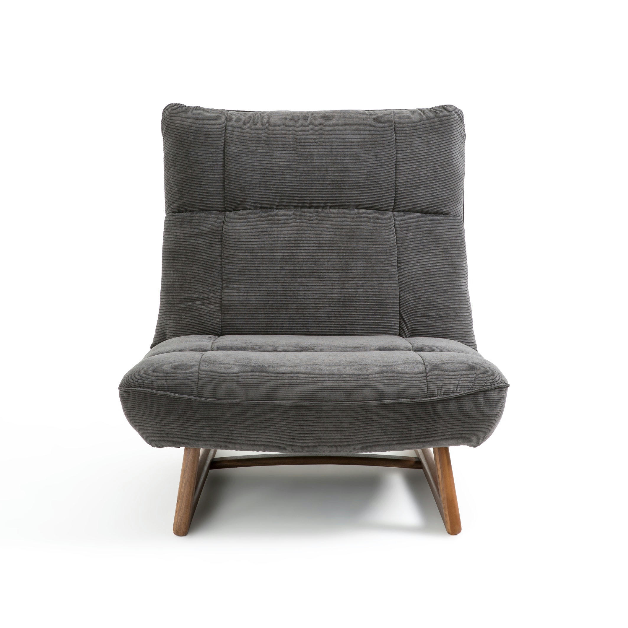 Fauteuil noyer et tissu velours côtelé, Lafar