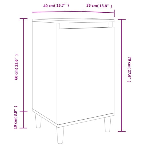 NNEVL Bedside Cabinets 2 pcs White 40x35x70 cm Engineered Wood