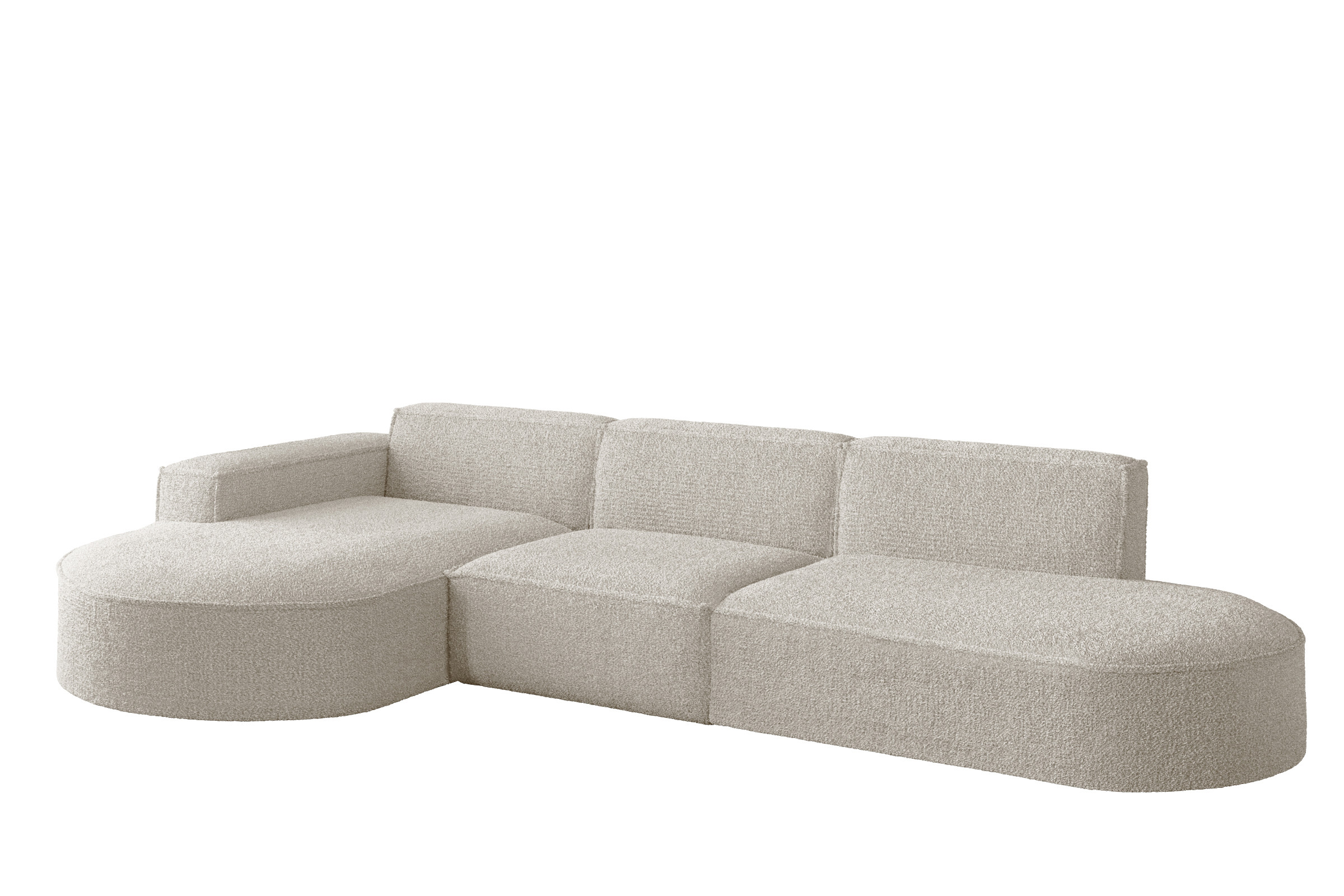 Sofa w kształcie LMODENA narożnik, tkanina Loop, Ecru Lewostronny