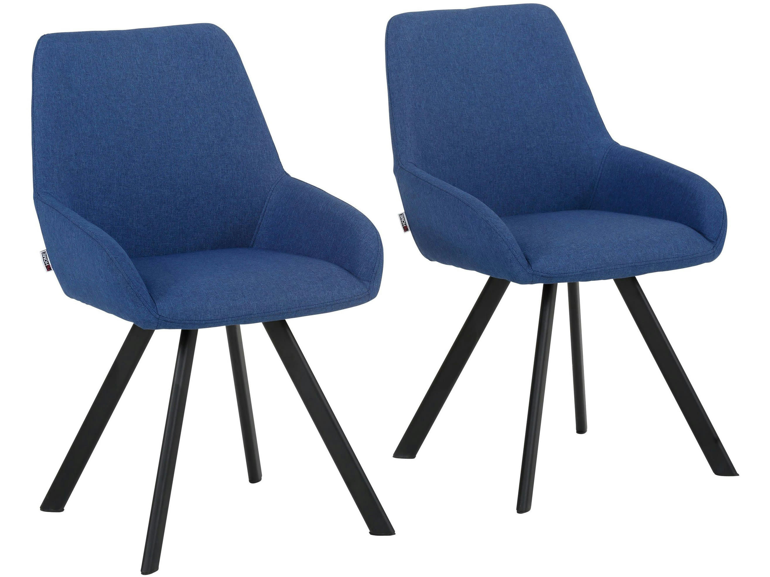 SANDRA - Lot de 2 chaises de salle à manger rembourrées en tissu bleu foncé