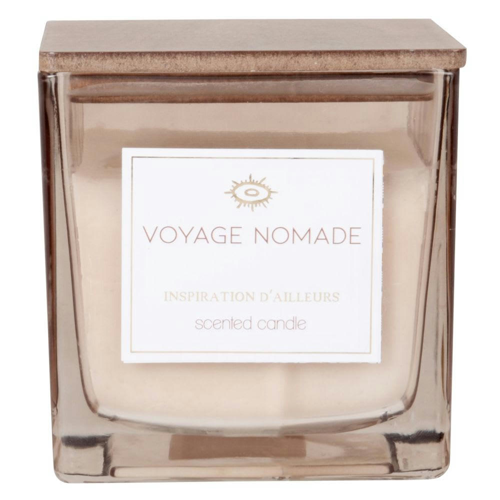 NOMADE - Bougie parfumée carrée taupe en verre 520g