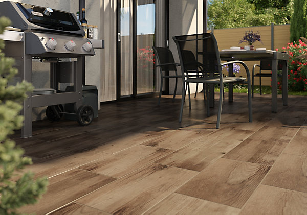 Carrelage sol extérieur effet bois marron clair L.60 x l.30 cm x ép.8,7 mm, Norwegio