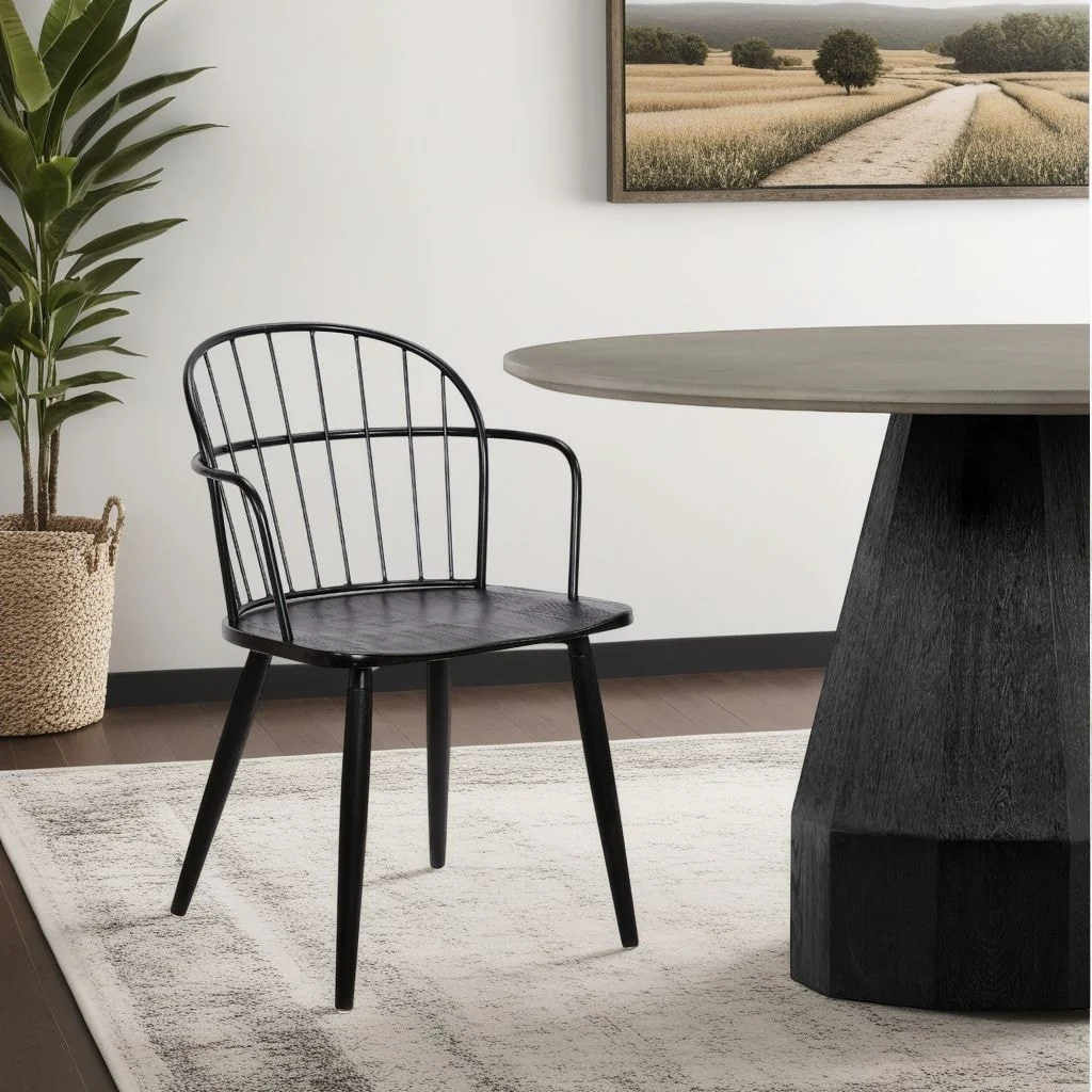 Bradley Modern Farmhouse Wood and Metal Dining Chair