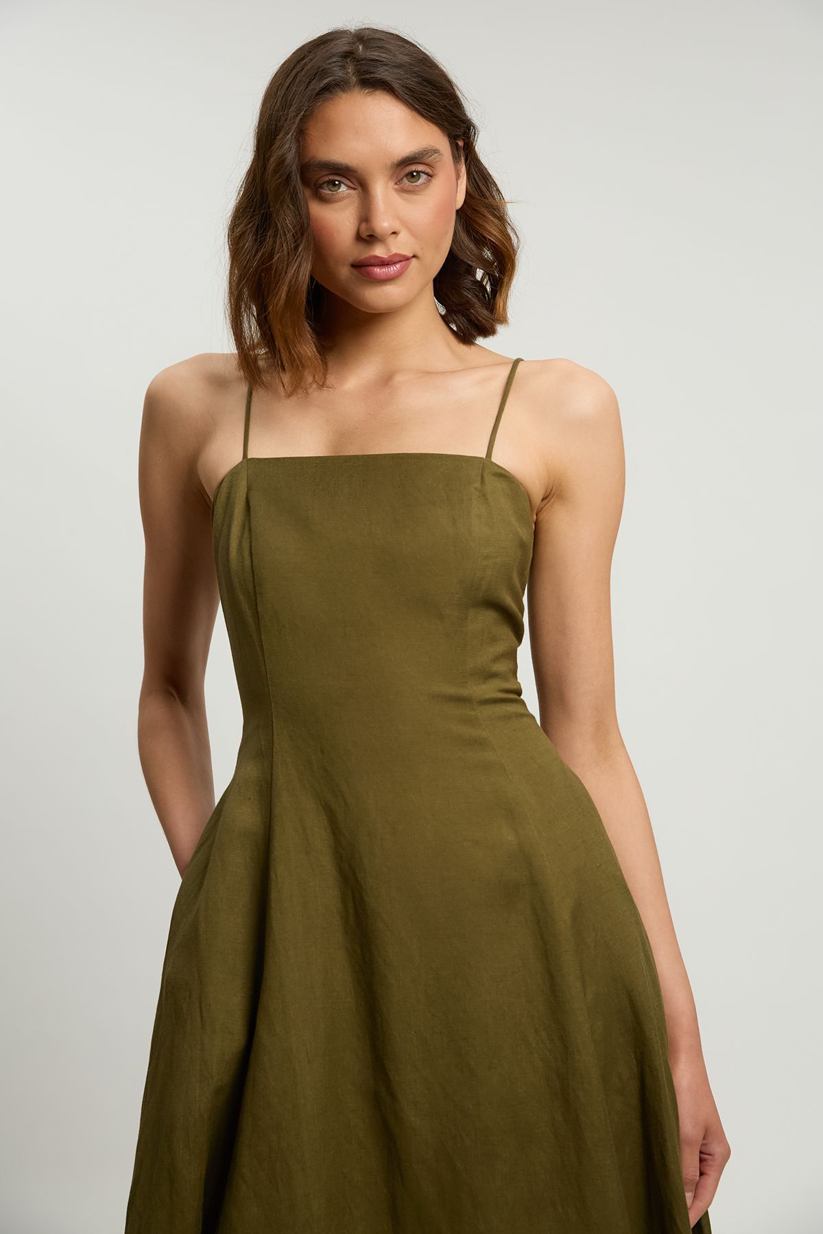 KarenMillen Petite Linen Woven Maxi Prom Dress