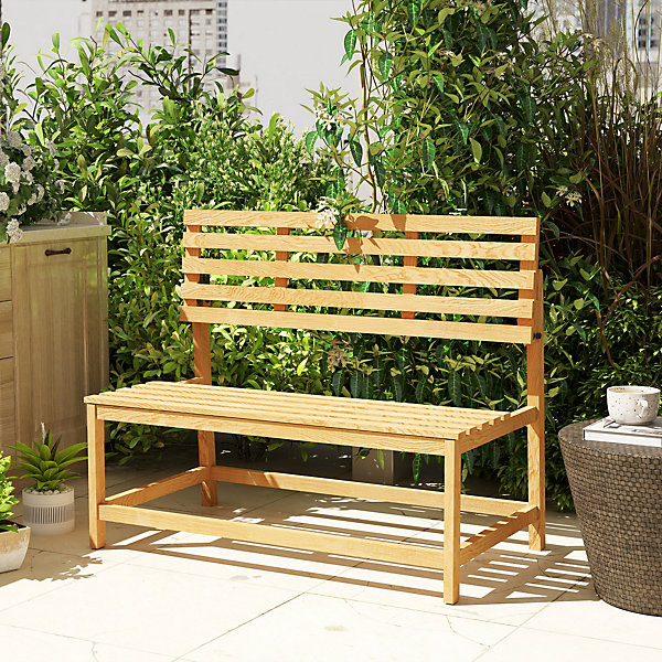 Banc de Jardin - Banc Extérieur 2 Places avec Dossier Réglable, Bois Massif Résistant aux Intempéries,Terrasse et Balcon, Teck