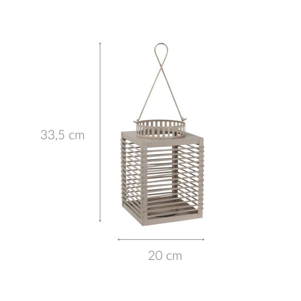 Lampion metalowy z ozdobnym uchwytem, szary