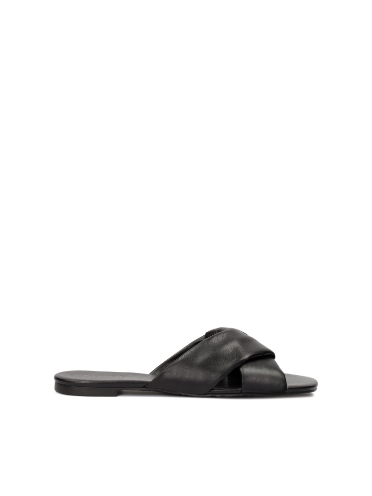 Leather black slides with soft straps