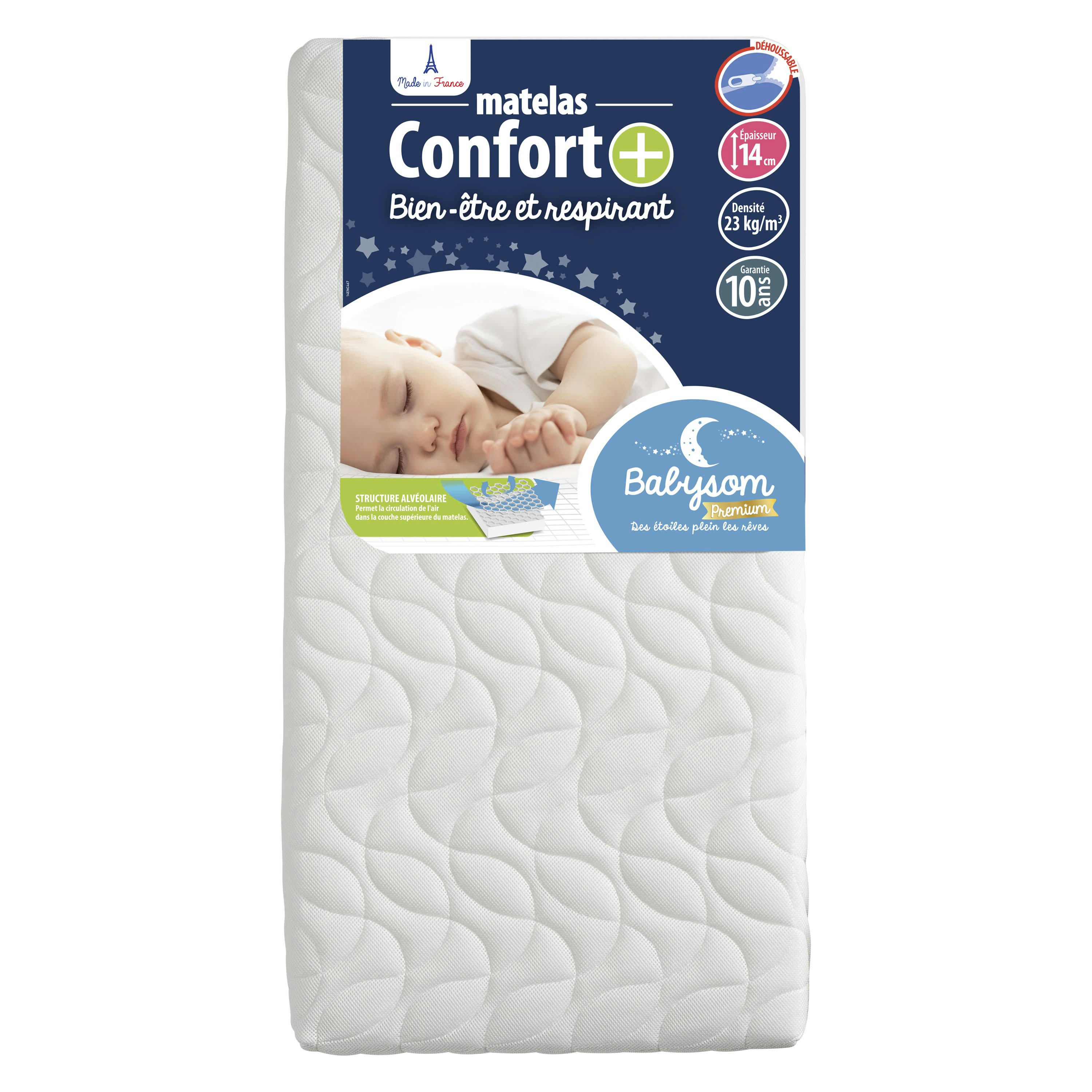 CONFORT+ - Matelas bébé respirant et déhoussable 70x140x14