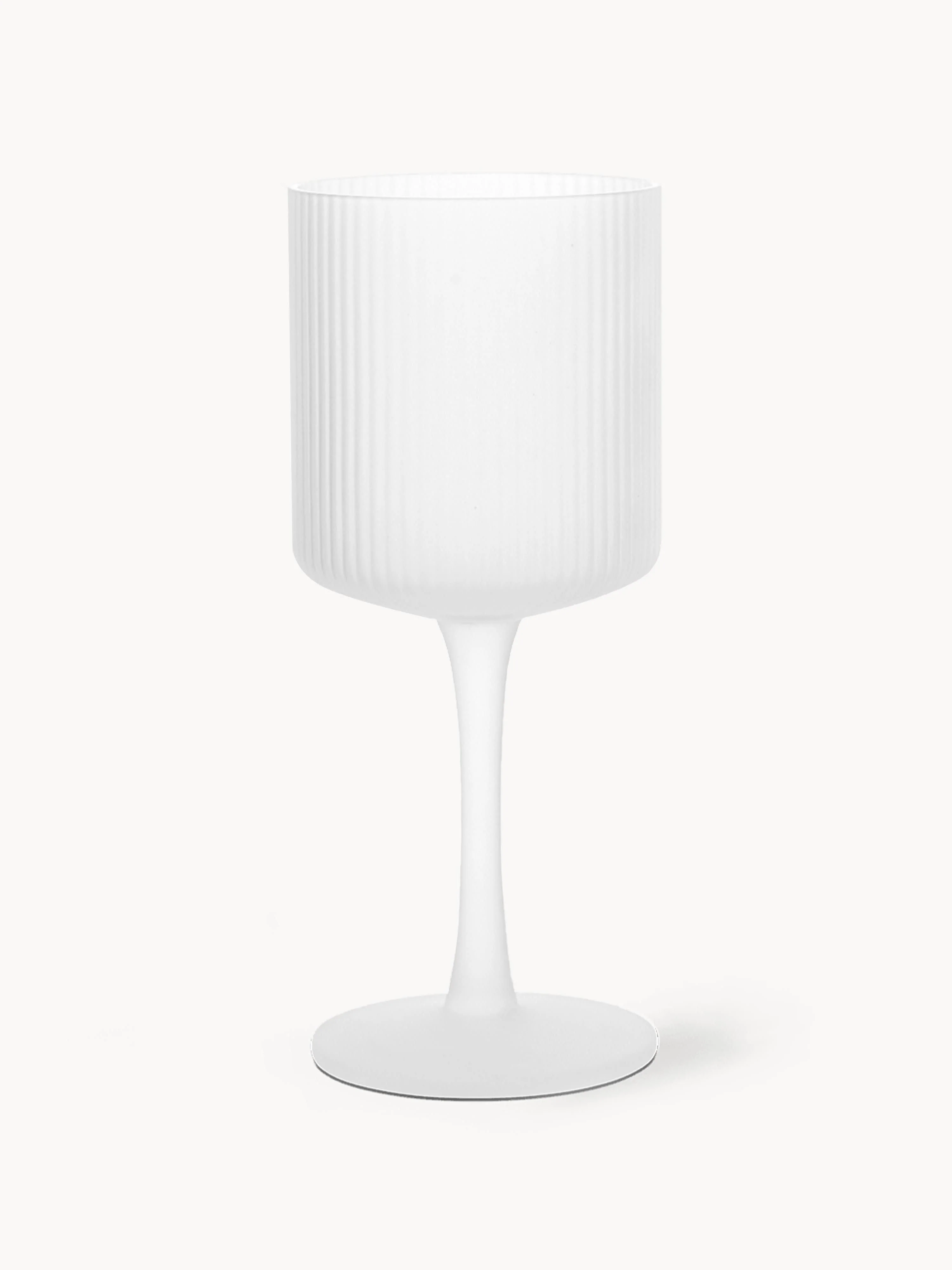 Mundgeblasene Weißweingläser Ripple mit Rillenrelief, 2er-Set