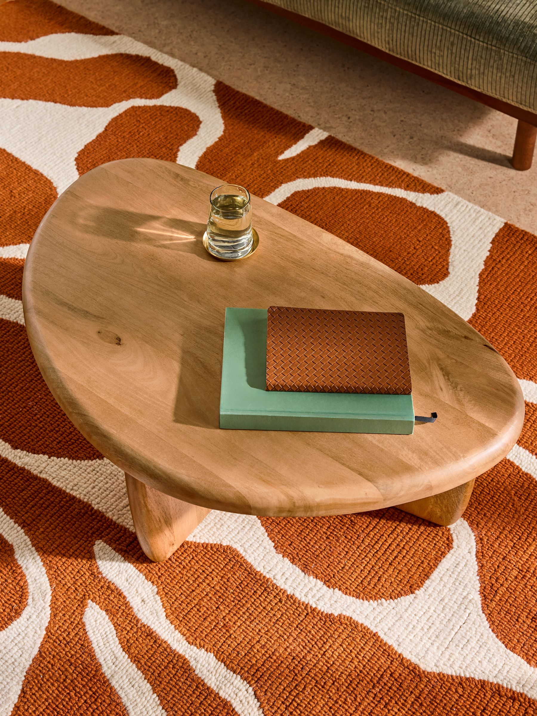Dory Shaped Coffee Table in Mid Tone Mango Wood
