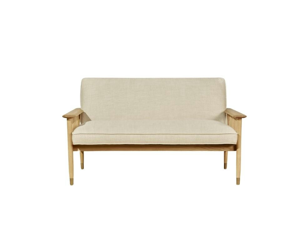 ALBERTINE - Banquette 2 places en chêne massif et lin naturel
