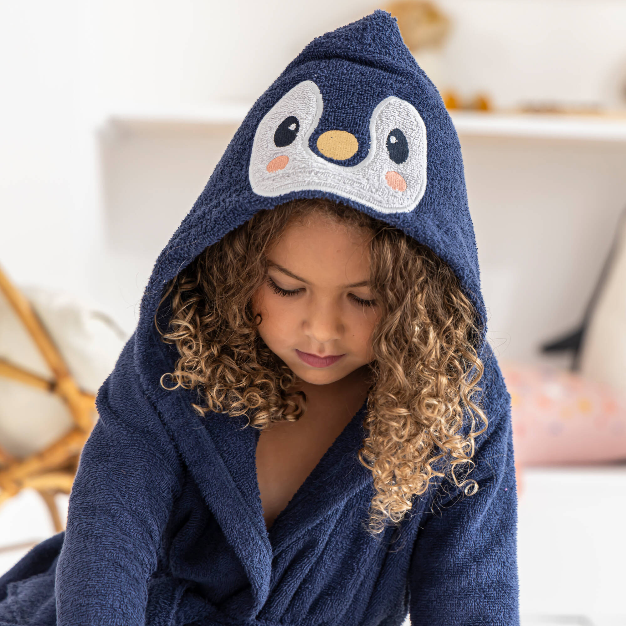 Peignoir de bain enfant Pingouin à capuche