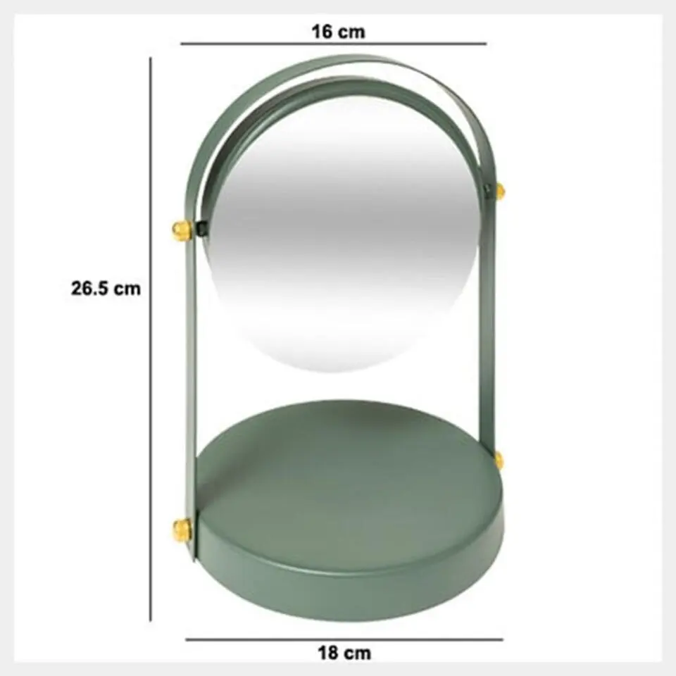 5Five Make-up spiegel op standaard - 26 cm - metaal - ficus groen