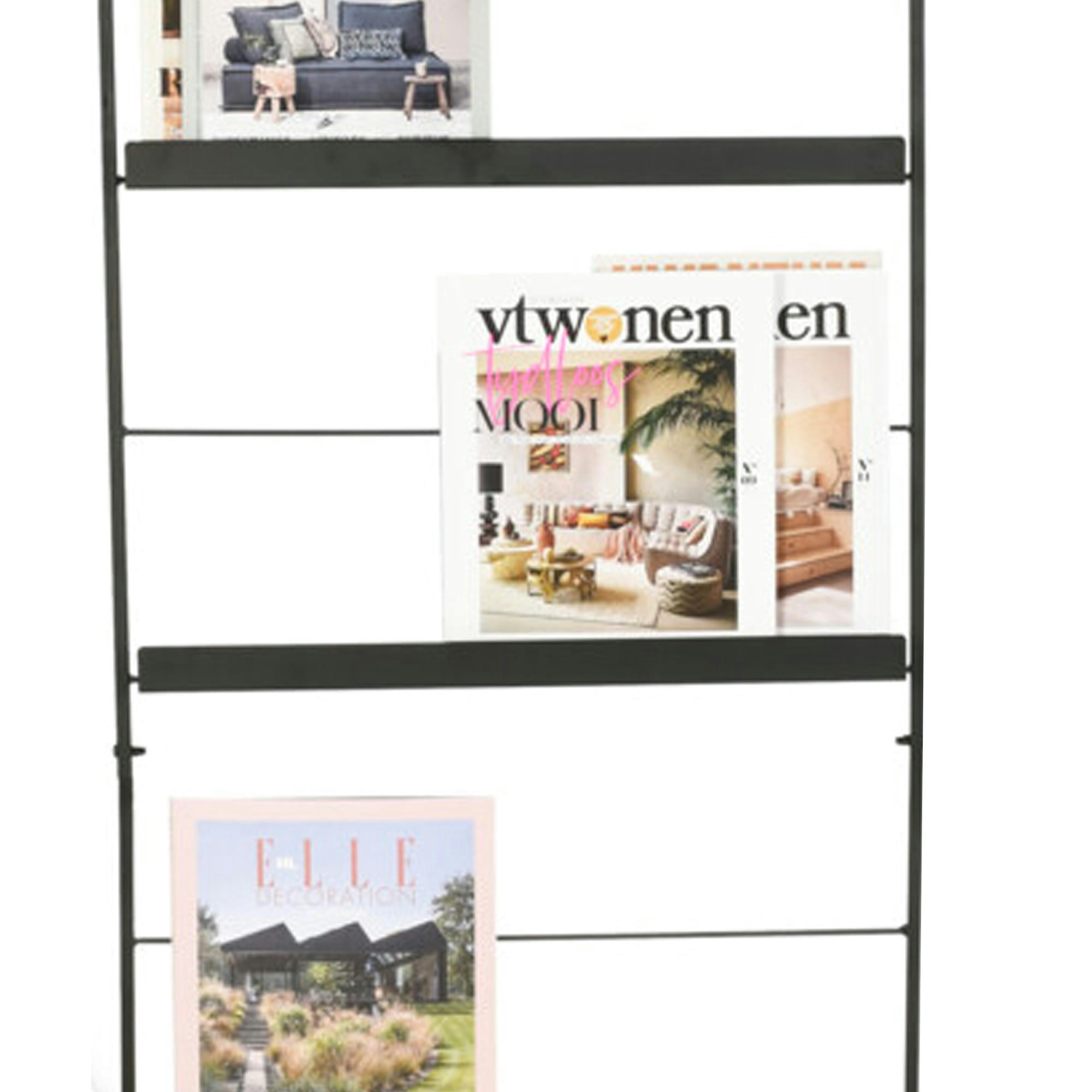 - Porte revues présentoir métal noir mural 150x56.5cm
