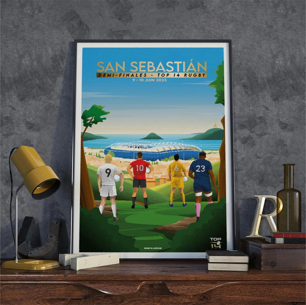RUGBY - Affiche Top 14 - Demi-Finale San Sebastian 40x60cm