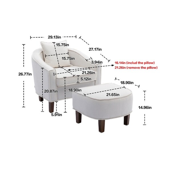 Arms Chair with Ottoman Mid Century Barrel Chair for Living Room