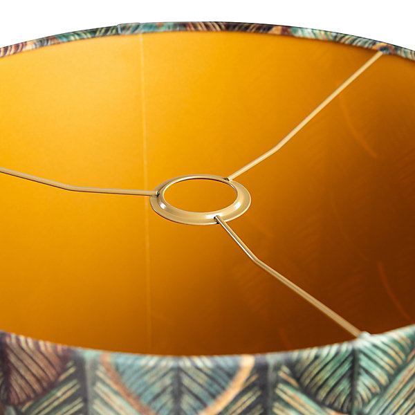 Abat-jour en velours avec motif feuilles et intérieur doré 40/40/40