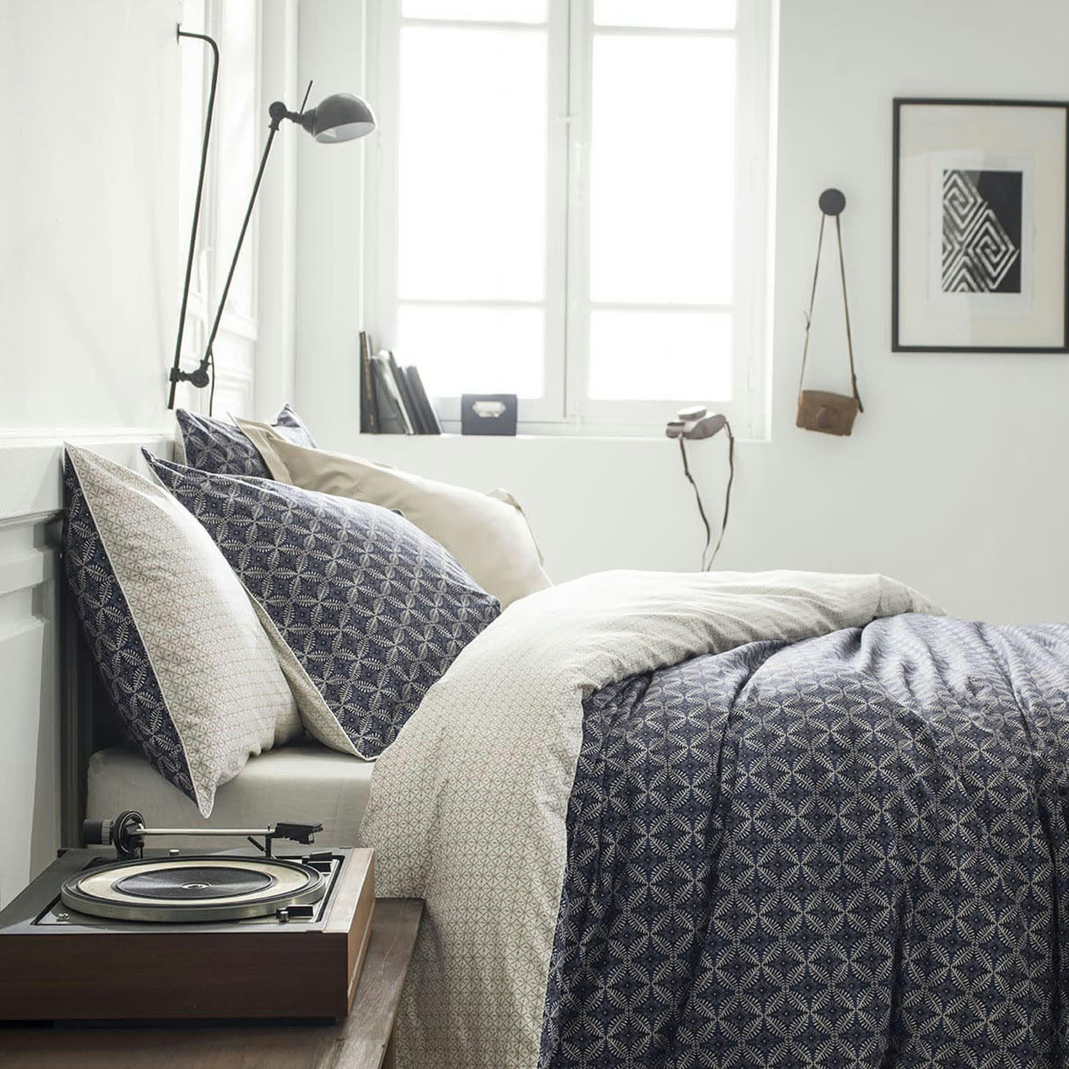 ATLAS - Housse de couette en coton bleu 140x200