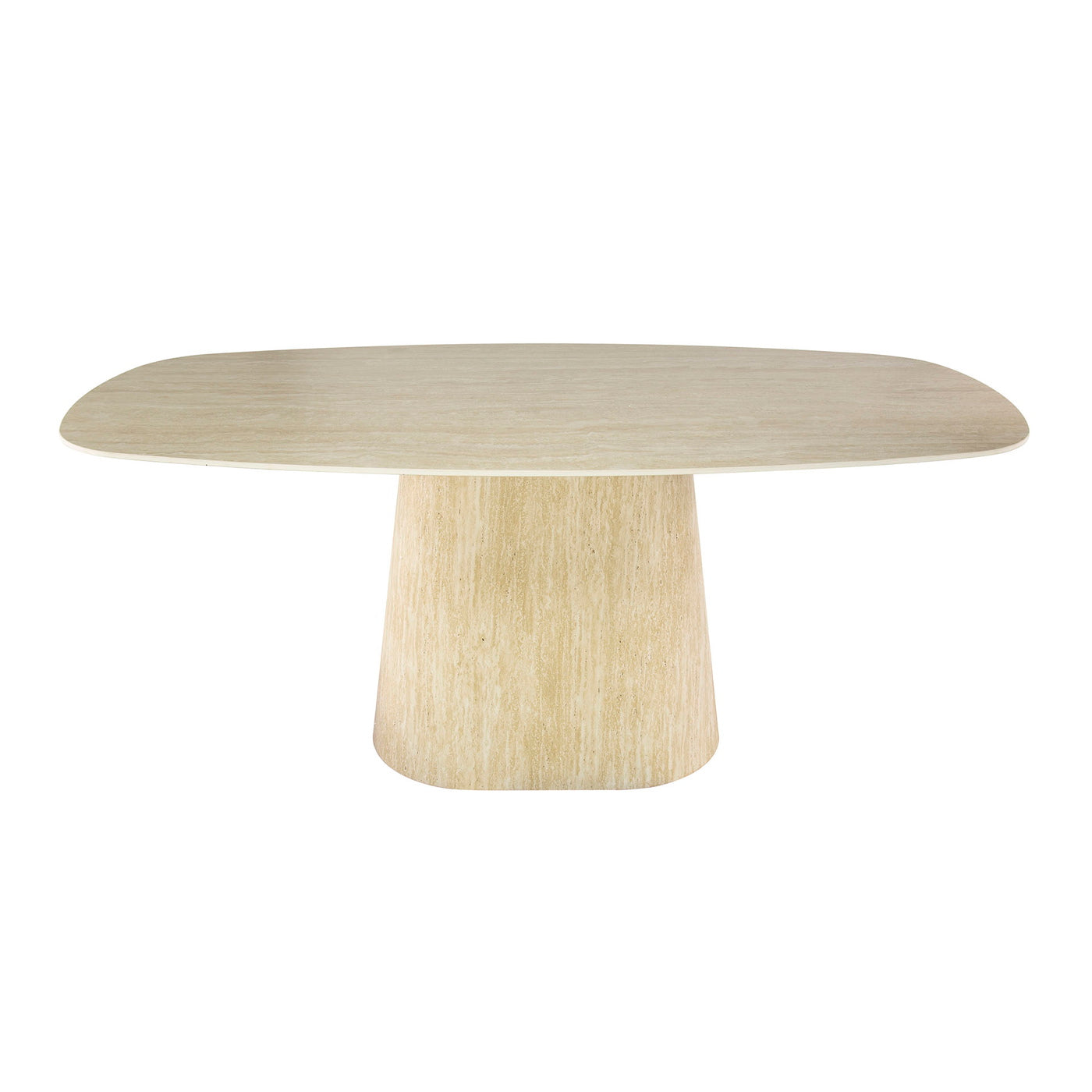 Giga Meubel Eettafel Centro - Deens Ovaal Keramiek Travertin - 180x90x76cm
