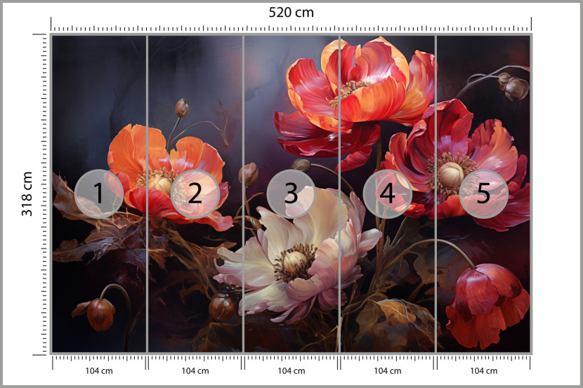 Fototapeta Kompozycja Kwiatowa W Stylu Vintage 520x318cm
