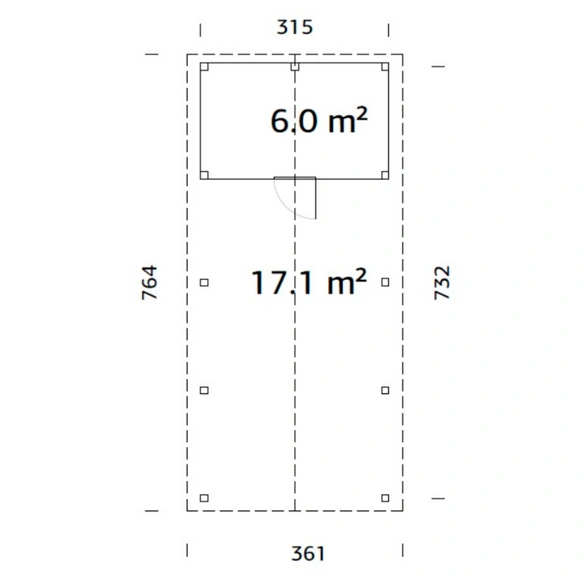 Carport »Robert«, Aufstellmaße BxTxH: 361 x 764 x 301 cm, tauchgrundiert, Holz