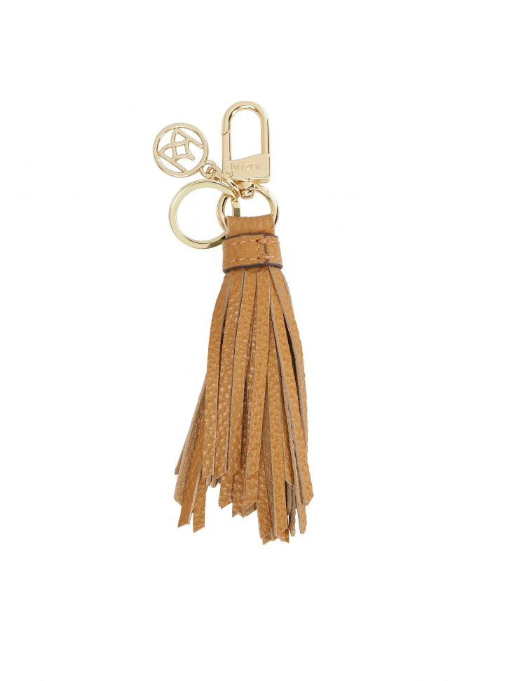Light brown key ring with tassels and KAZAR monogram