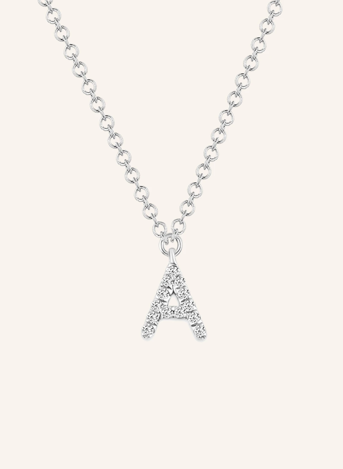 Leaf INITIALIEN Halskette „A“ aus 14 Karat Weißgold mit Diamanten