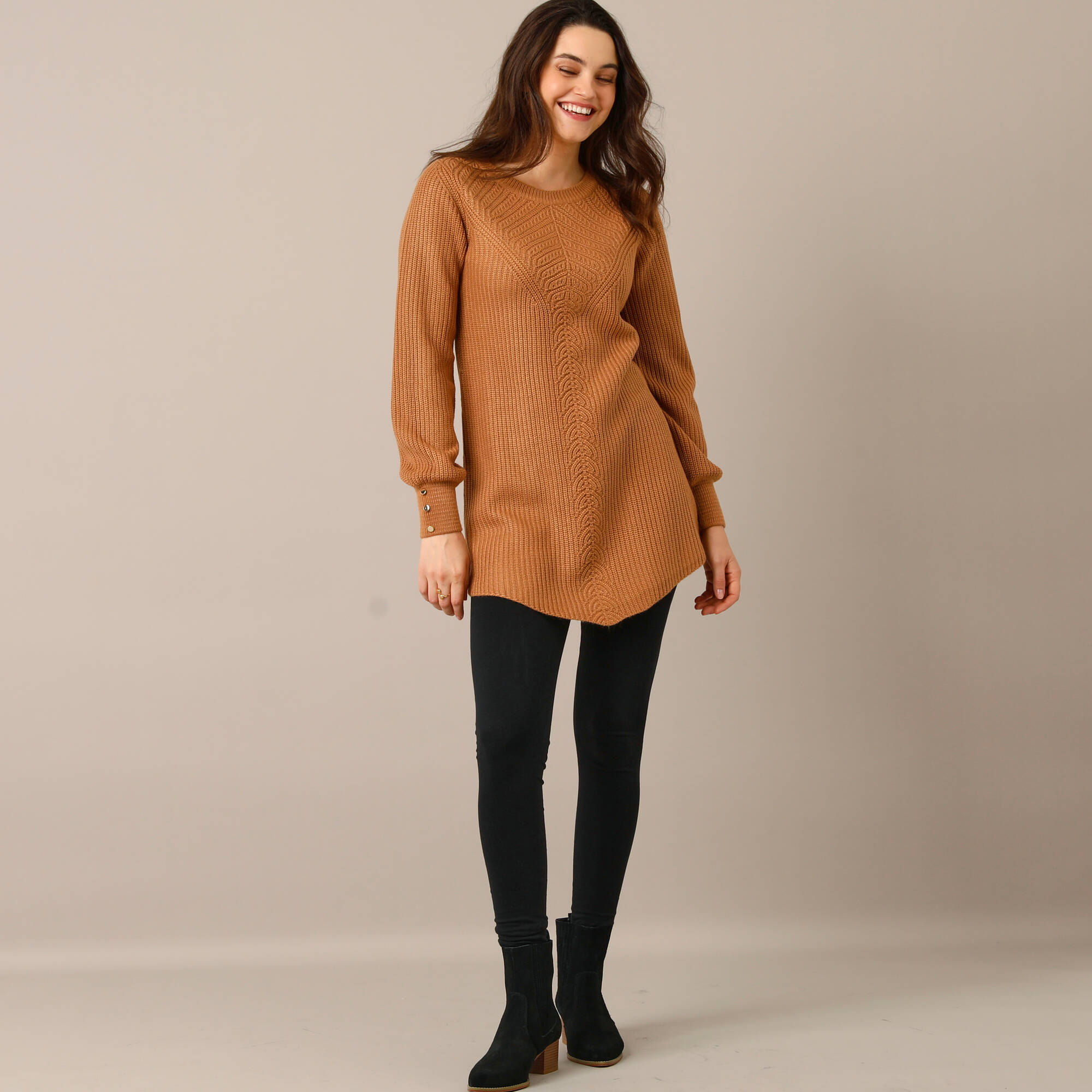 Pull-tunique maille fantaisie
