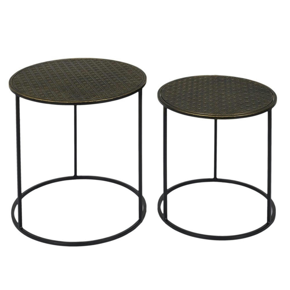 - Tables d'appoint gigognes métal - Lot de 2
