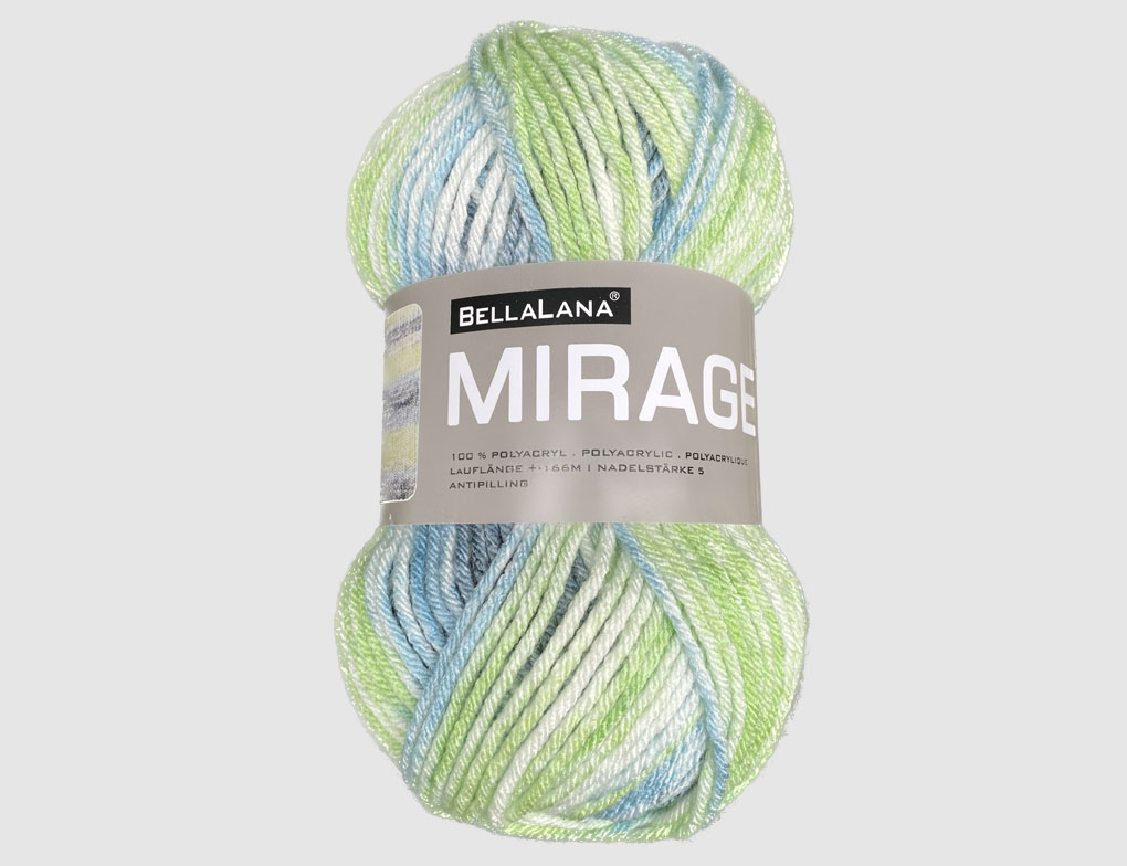 Strickgarn Mirage blau/grün gemustert