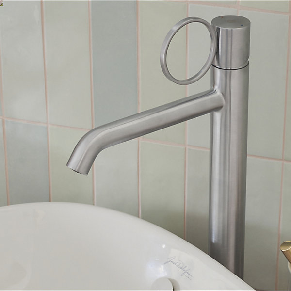 Mitigeur lavabo haut JACOB DELAFON Vivienne chromé brossé avec bague chromée brossée
